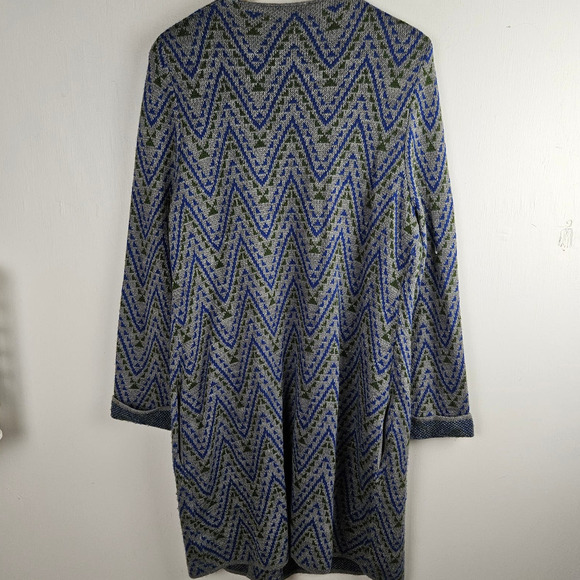 Hannah Diamond Boho Print Open Front Cardigan Sweater XL Grey - Picture 6 of 8